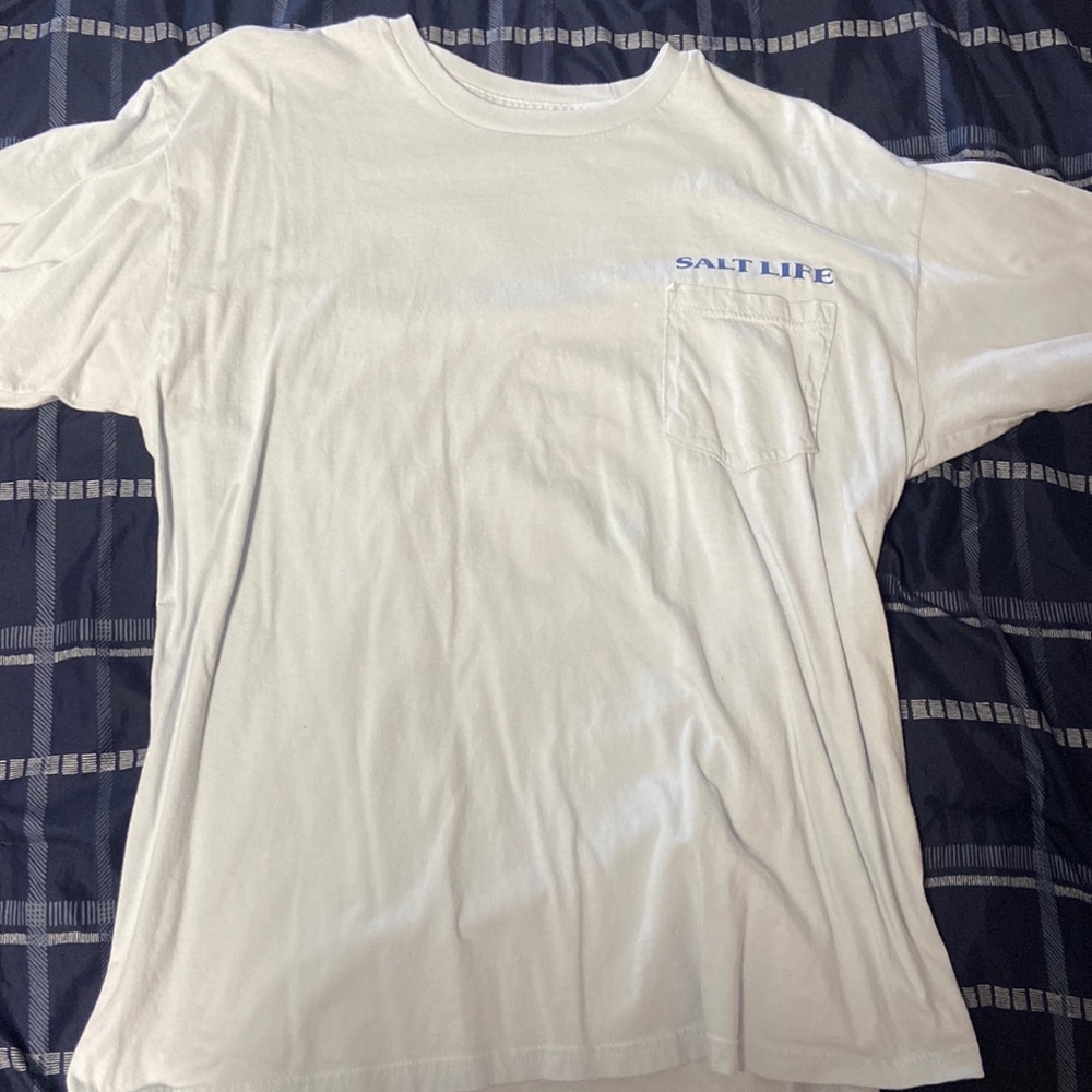 salt life blue short sleeve pocket tee